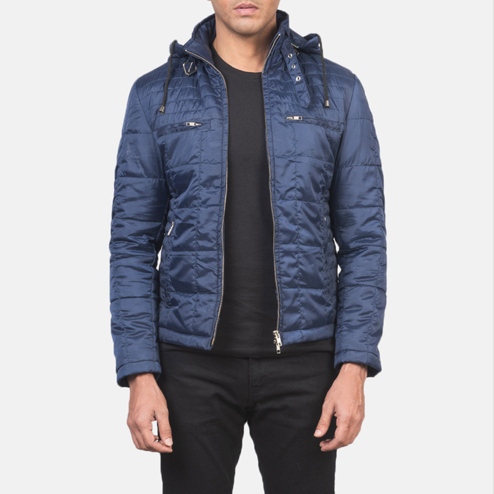 Men's Alps Quilted Blue Windbreaker Jacket in Blue Nylon - Vorderansicht &amp; maßgeschneiderte Silhouette | Online Kaufen