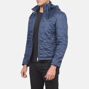 Blue Nylon Winter Jacket - Rückansicht mit passgenauen Schultern &amp; sauberem Saum