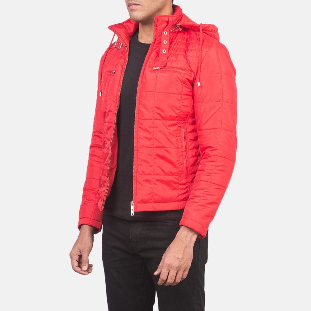 Red Nylon Winter Jacket - Rückansicht mit passgenauen Schultern &amp; sauberem Saum