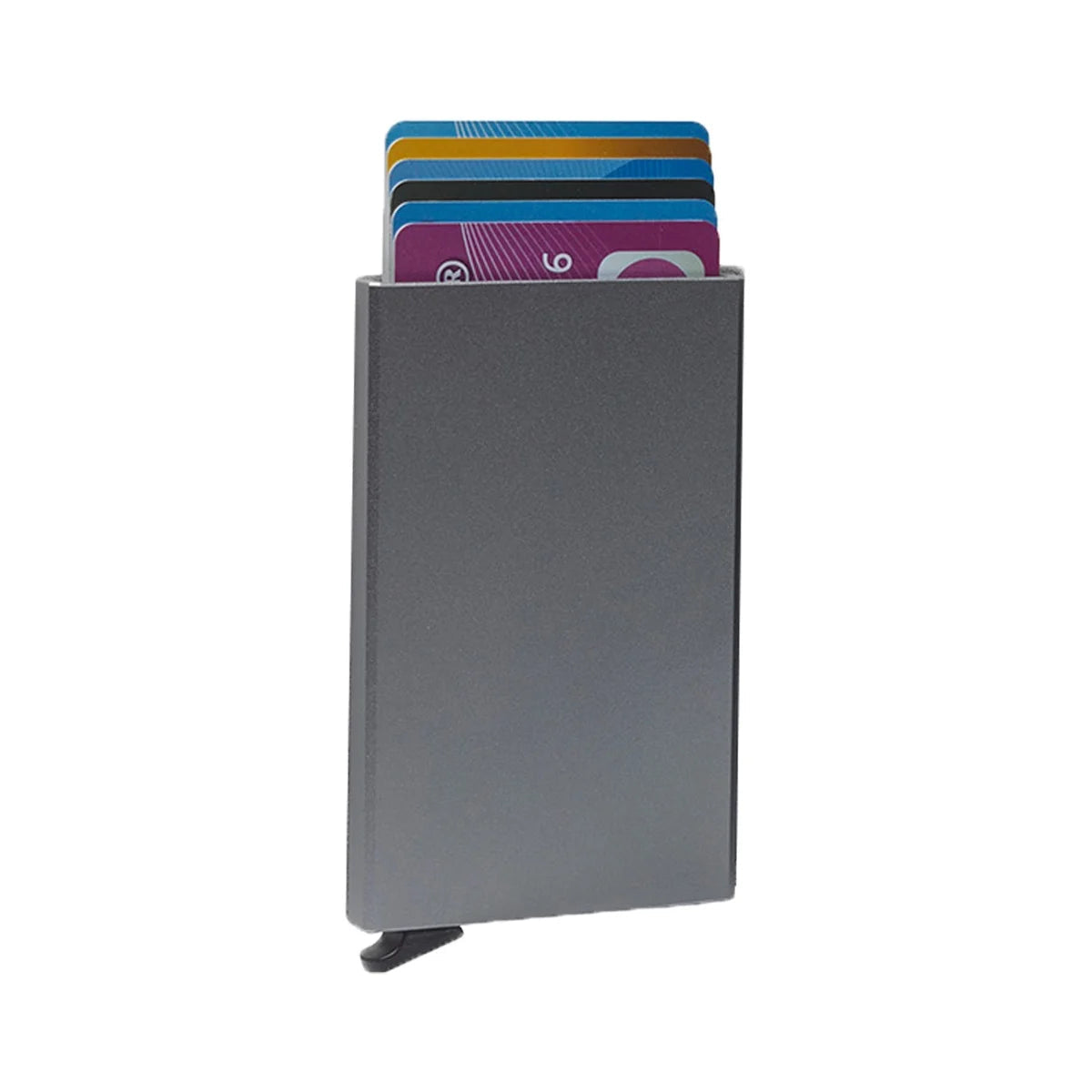 Aluminium Card Holder - Structured Side Profile Showing Gusset Depth & Expansion Capacity