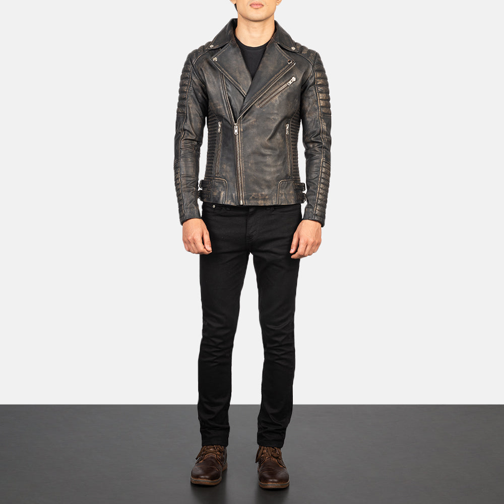 Armand Grün Leder-Bikerjacke für Herren – Zusätzliche Produktansicht 4