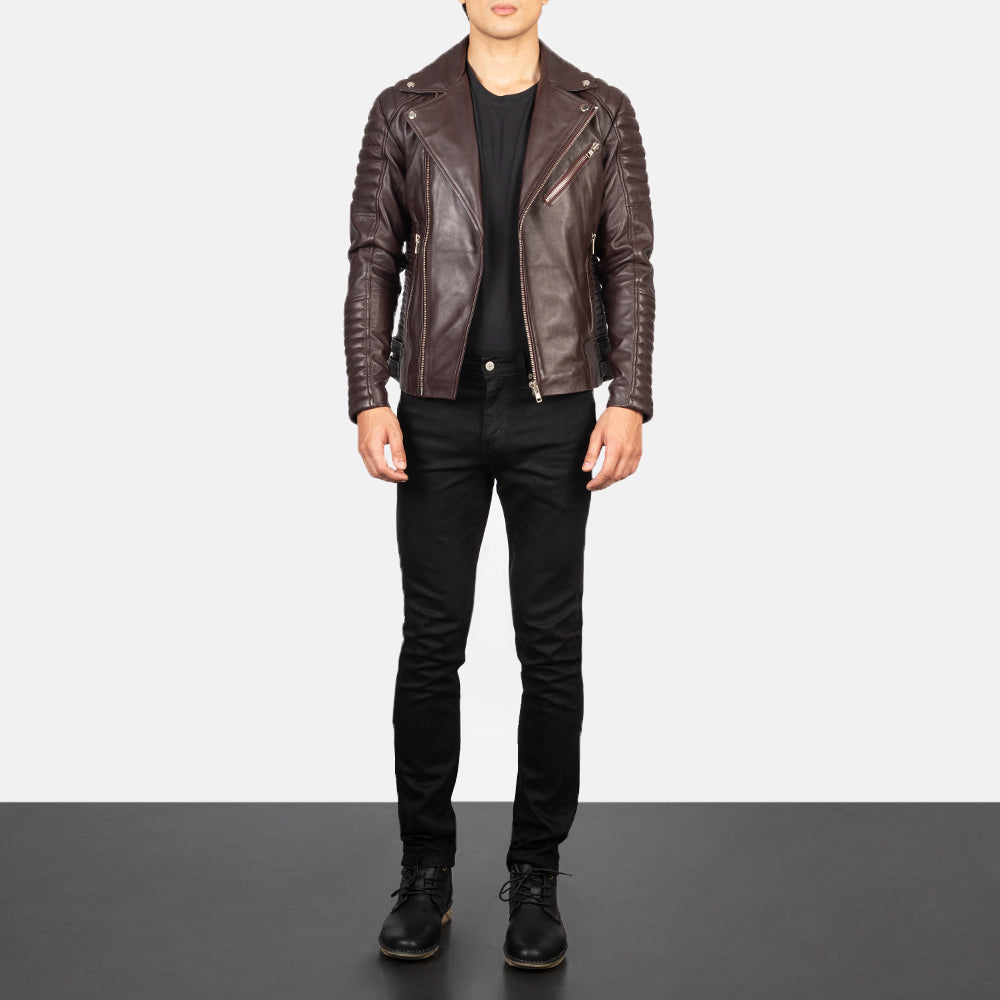 Armand Grün Leder-Bikerjacke für Herren – Zusätzliche Produktansicht 3