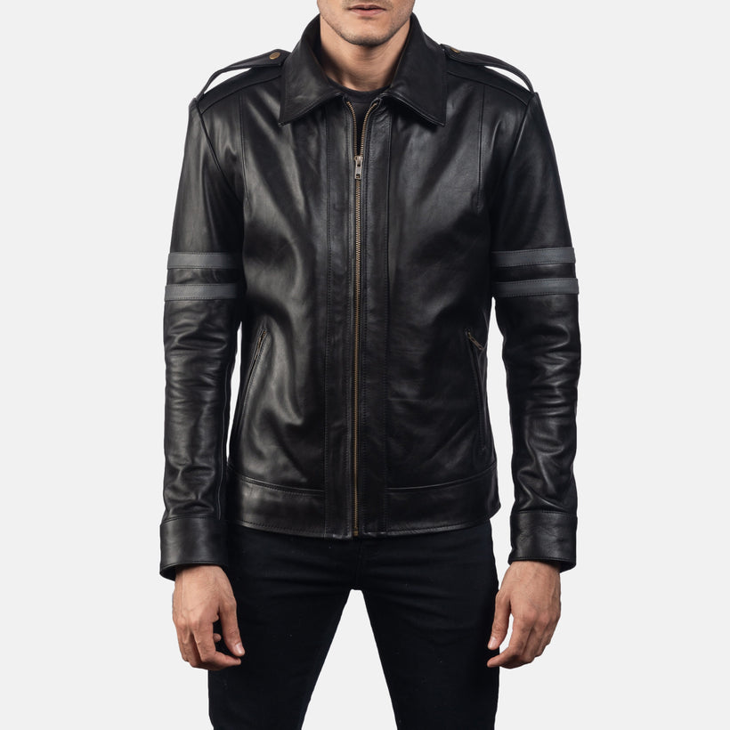 Armstrong Schwarz Leder-Bikerjacke für Herren