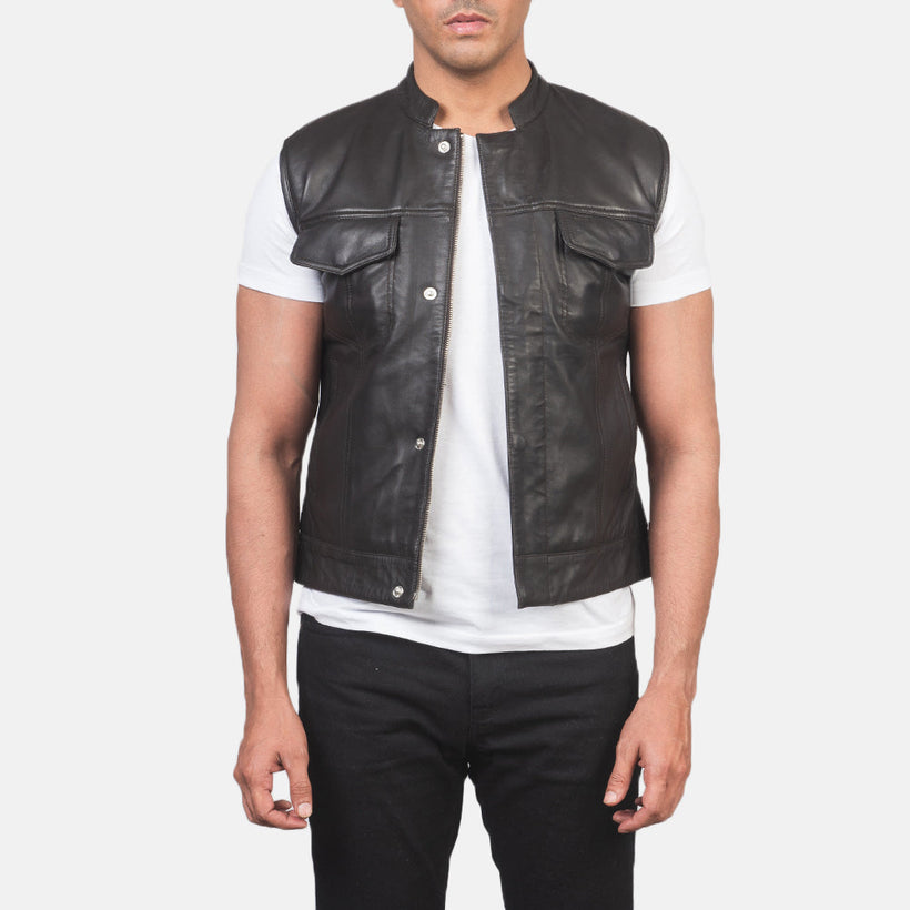 Atlas Moto Braun Lederweste für Herren