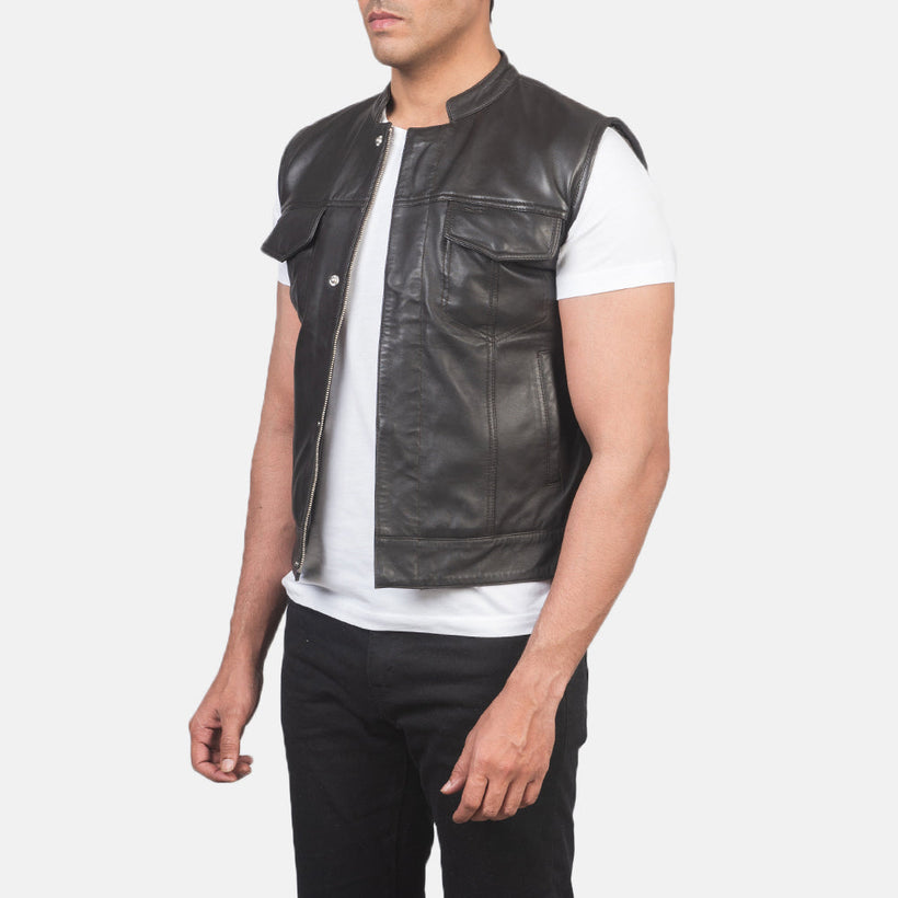 Atlas Moto Braun Lederweste für Herren