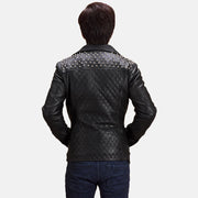 
Detailansicht of Notch & Zipper Hardware on Schwarz mit Nietenbesatz Leder-Bikerjacke für Herren