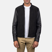 Men's Blain Brown Suede Bomber Jacket in Brown Goatskin Suede - Vorderansicht &amp; maßgeschneiderte Silhouette | Online Kaufen