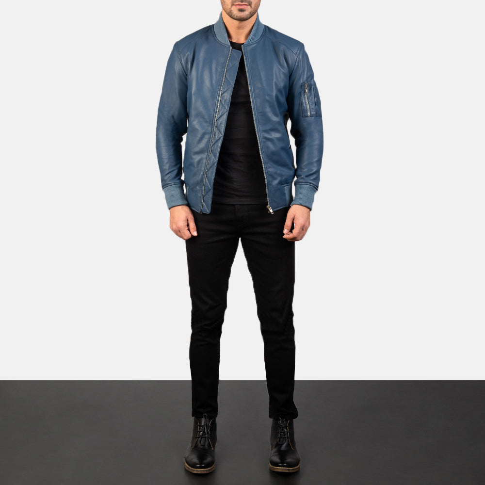 Bomia MA-1 Leder-Bomberjacke für Herren – Zusätzliche Produktansicht 3