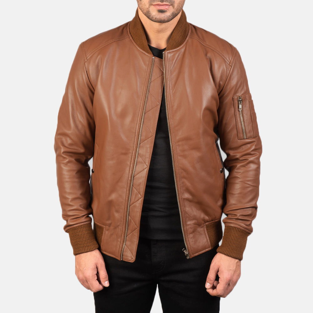 Bomia MA-1 Leder-Bomberjacke für Herren – Zusätzliche Produktansicht 1