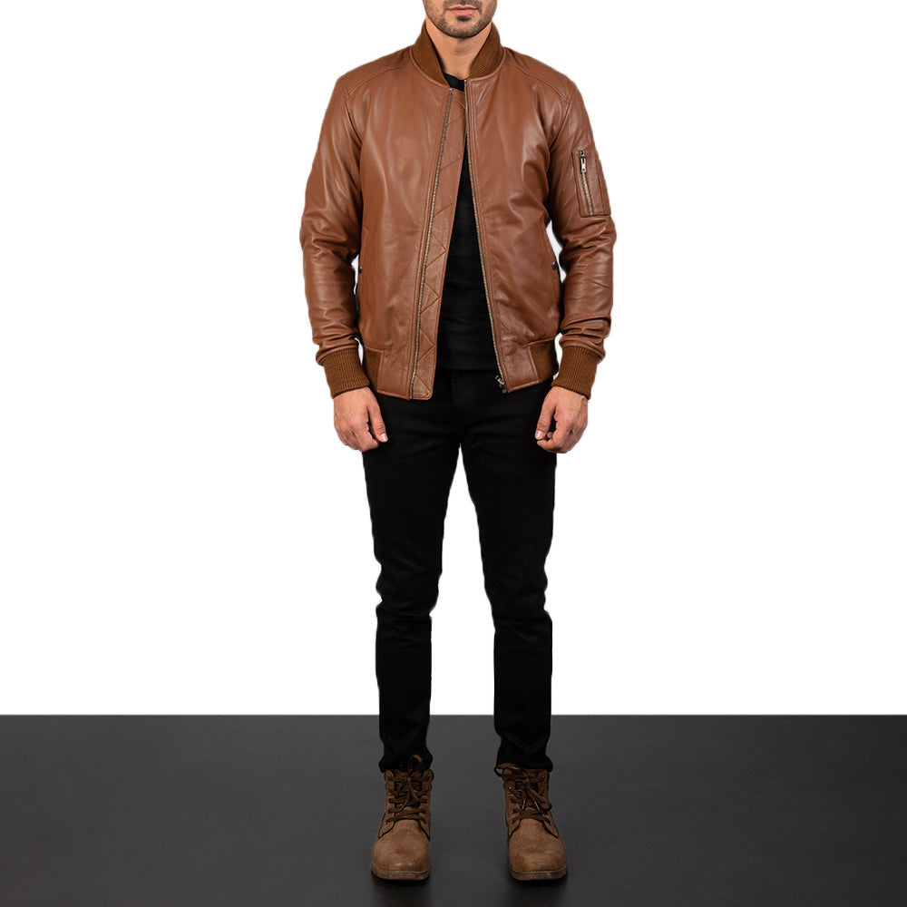 Bomia MA-1 Leder-Bomberjacke für Herren – Zusätzliche Produktansicht 3