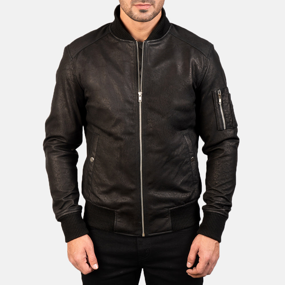 Bomia MA-1 Leder-Bomberjacke für Herren – Zusätzliche Produktansicht 3
