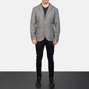Men's Grey Wool Blazer - Seitenansicht mit ergonomischem Ärmelschnitt