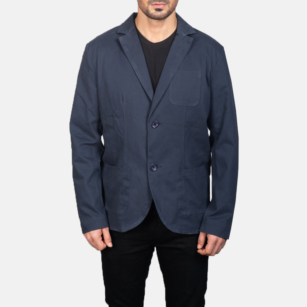 Detailansicht of Notch &amp; Button Hardware on Borges Navy Blue Blazer