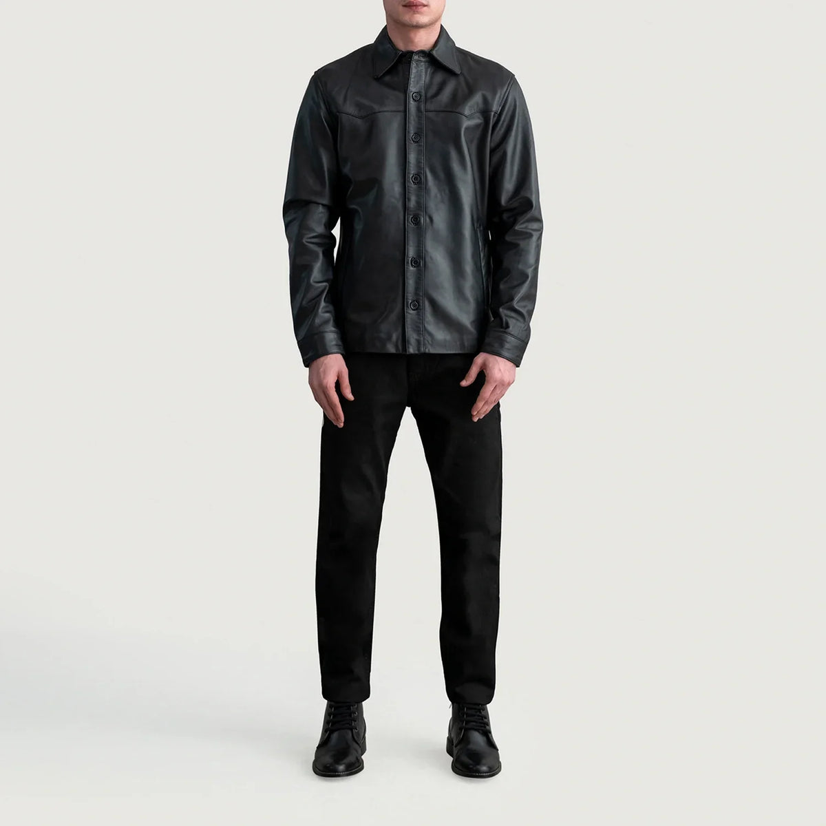
Detailansicht of Shirt & Buttons Hardware on Bronco Schwarz Leather Shirt für Herren