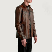 
Distressed Brown Sheepskin leather Jacket - Rückansicht mit passgenauen Schultern & sauberem Saum