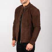 Dark Brown Goatskin Suede Biker Jacket - Rückansicht mit passgenauen Schultern &amp; sauberem Saum