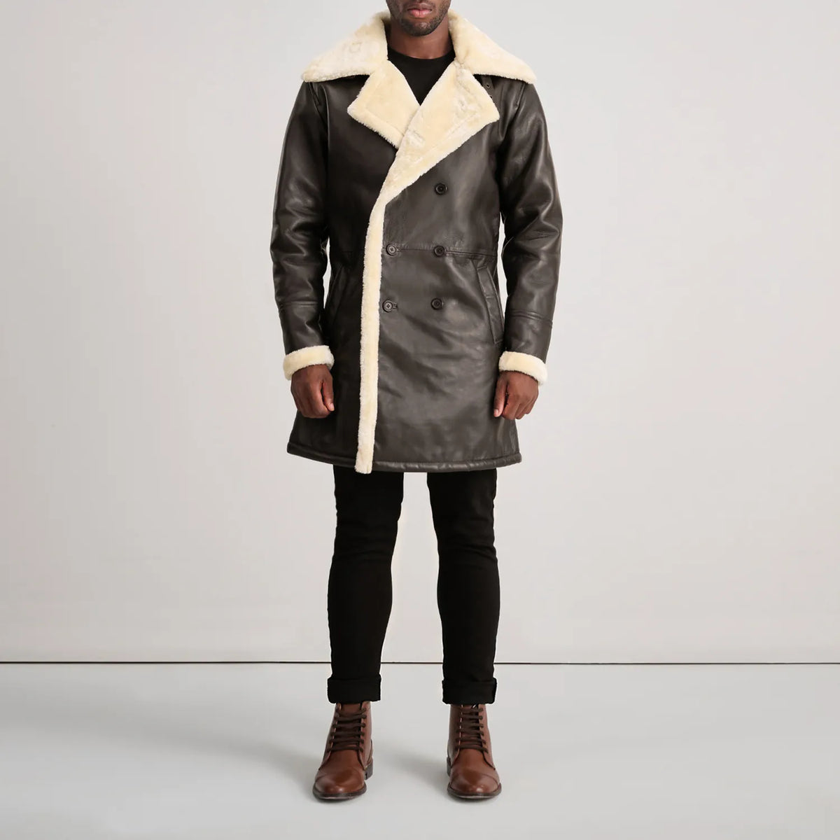 
Charles Ledermantel Braun Shearling Ledermantel für Herren – alternate product view 3