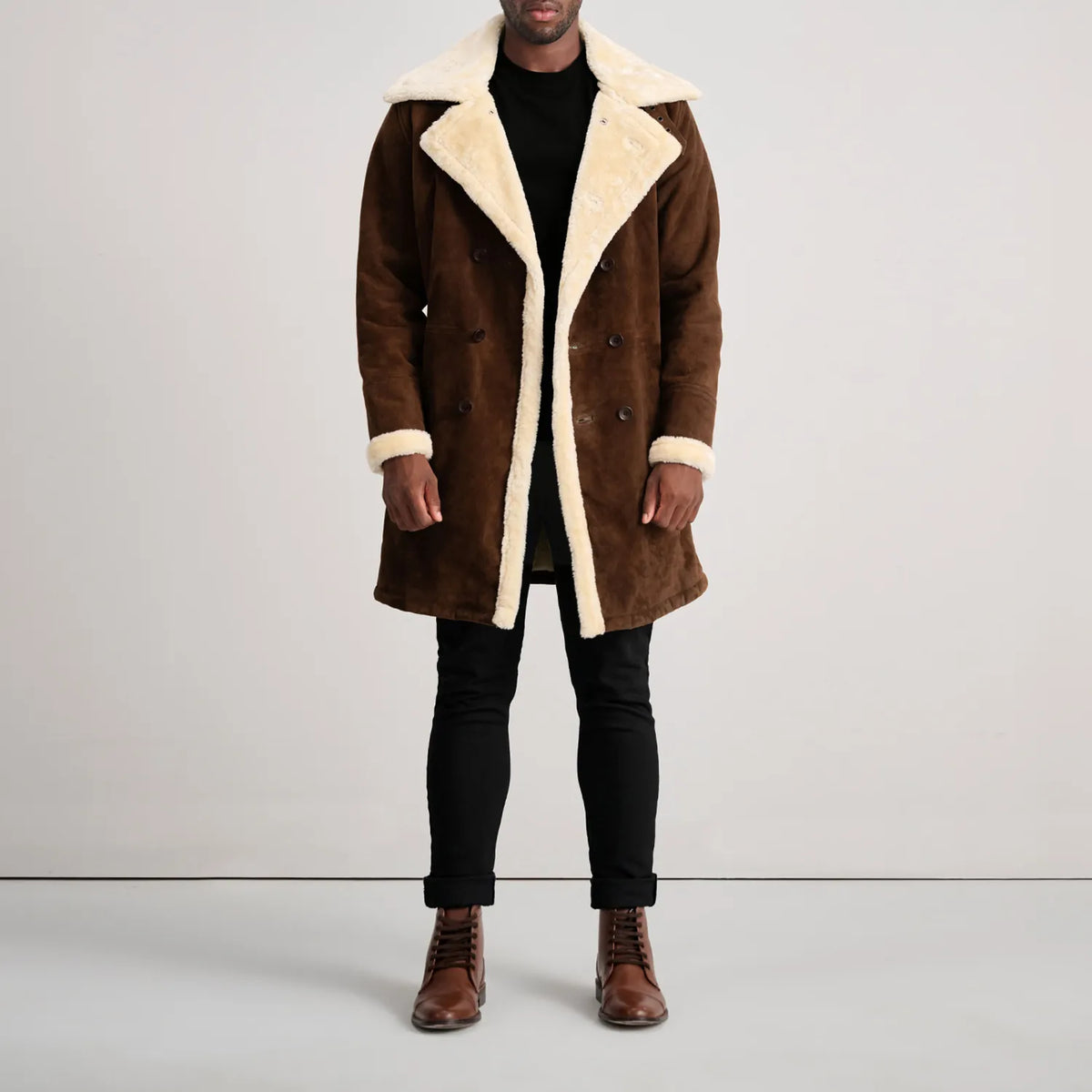 
Charles Ledermantel Braun Shearling Ledermantel für Herren – alternate product view 3