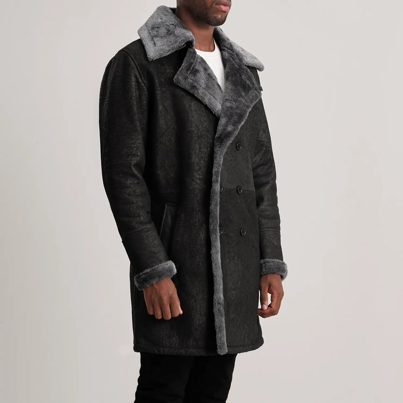 Charles Ledermantel Braun Shearling Ledermantel für Herren