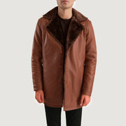 
Detailansicht of Shirt & Button Hardware on Zimtbraun Braun Leather Fur Ledermantel für Herren