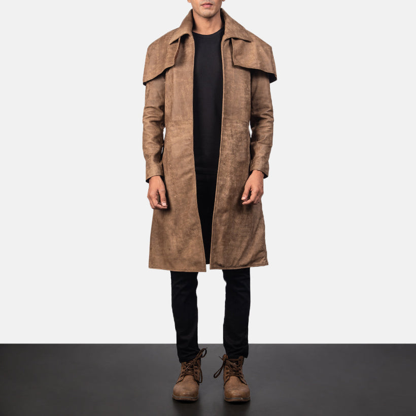 Classic Braun Leather Duster für Herren