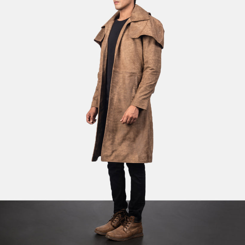 Classic Braun Leather Duster für Herren