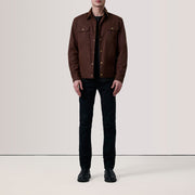 Brown Waxed Cotton Canvas Leather Jacket - Rückansicht mit passgenauen Schultern &amp; sauberem Saum