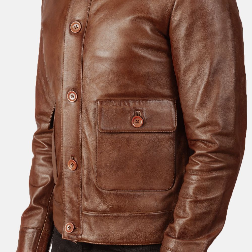 Columbus Leder-Bomberjacke für Herren – Zusätzliche Produktansicht 6