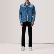 
Ice Blue Full-Grain leather Jacket - Rückansicht mit passgenauen Schultern & sauberem Saum