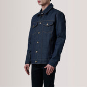
Conard Ash Grey Denim Trucker Jacket For Men - Seitenansicht mit ergonomischem Ärmelschnitt & sportlicher Passform