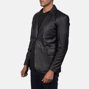 Black Sheepskin leather Blazer - Rückansicht mit passgenauen Schultern &amp; sauberem Saum