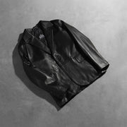 Open Hem &amp; Hem Craftsmanship Construction Detail on Men's Daron Schwarz Lederblazer für Herren