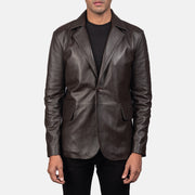 Daron Braun Lederblazer für Herren in Brown Sheepskin Leather - Vorderansicht &amp; maßgeschneiderte Silhouette | Online Kaufen