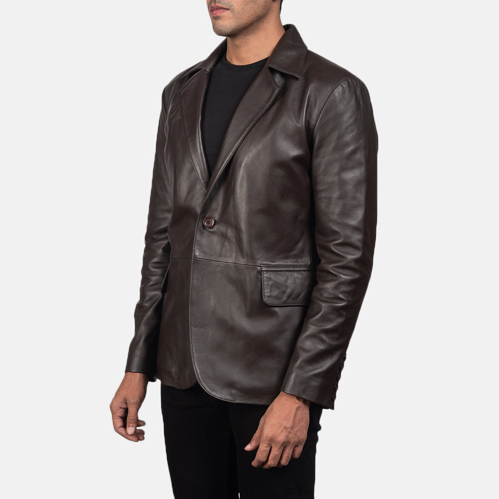 Brown Sheepskin leather Blazer - Rückansicht mit passgenauen Schultern &amp; sauberem Saum