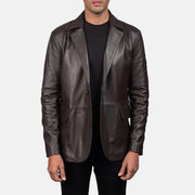 Detailansicht of Notch &amp; Button Hardware on Daron Braun Lederblazer für Herren