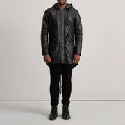 
Delvin Tan Leather Parka - Seitenansicht mit ergonomischem Ärmelschnitt & sportlicher Passform