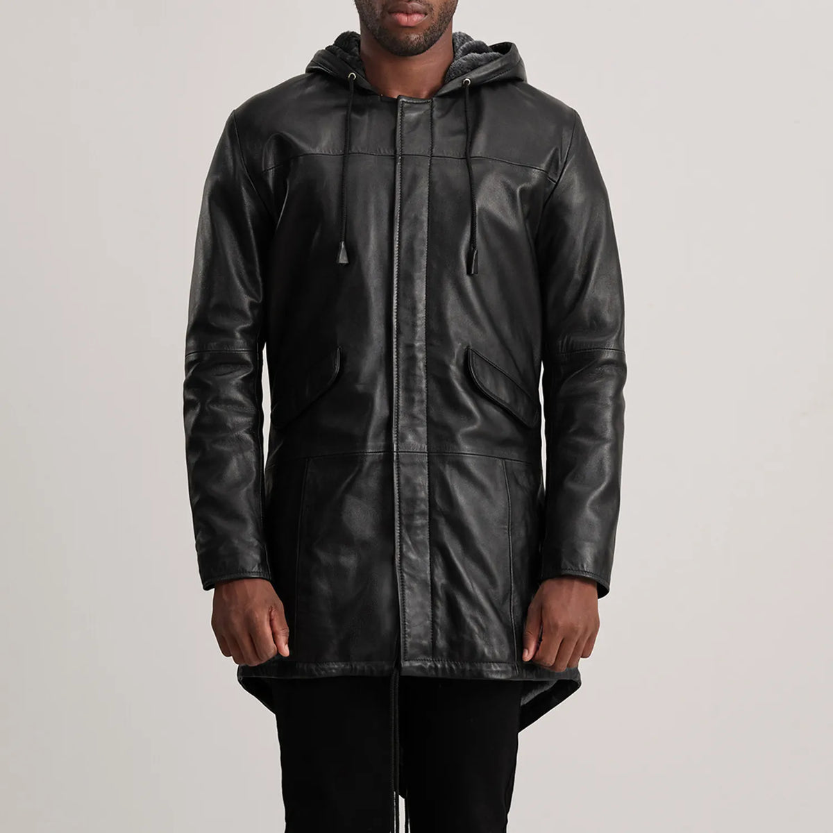 
Detailansicht of Hooded & Zipper with Placket Hardware on Delvin Tan Leather Parka