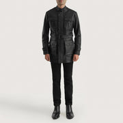 Dolf Schwarz Lederjacke für Herren - Seitenansicht mit ergonomischem Ärmelschnitt