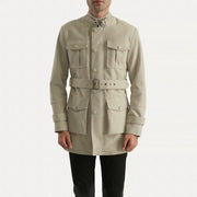 Dolf Off-Weiß Wildlederjacke für Herren in Off-White Cowhide Suede - Vorderansicht &amp; maßgeschneiderte Silhouette | Online Kaufen