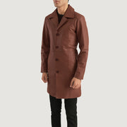 Brown Cowhide leather Coat - Rückansicht mit passgenauen Schultern &amp; sauberem Saum