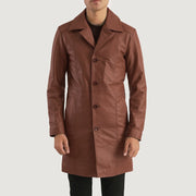 Detailansicht of Notch &amp; Button Hardware on Don Long Braun Ledermantel für Herren