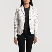 Women's Donna Blake Weiß Lederblazer für Damen - Seitenansicht mit ergonomischem Ärmelschnitt