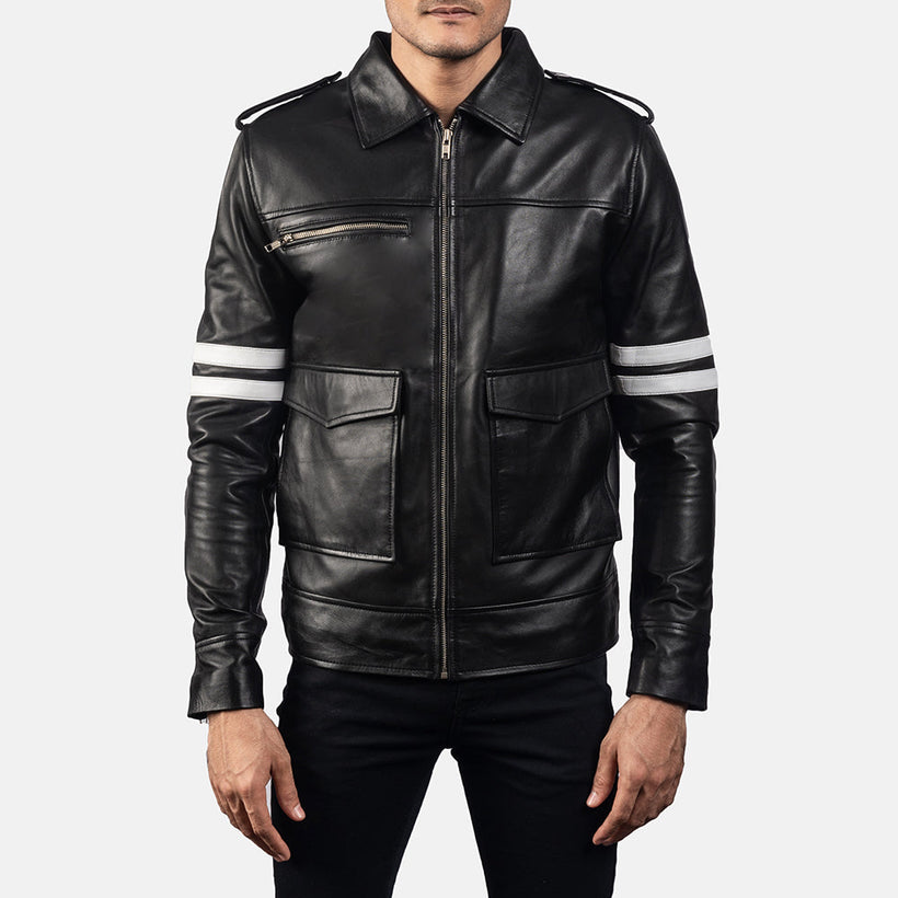 Dragonhide Schwarz Lederjacke für Herren