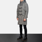 Grey Synthetic Wool Trench Coat - Rückansicht mit passgenauen Schultern &amp; sauberem Saum