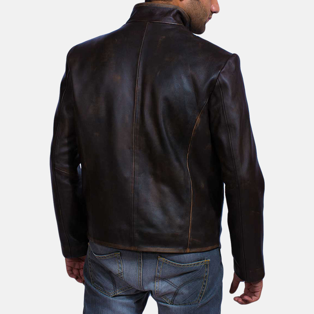 Detailansicht of Band &amp; Button Hardware on Men's Drakeshire Braun Lederjacke für Herren