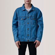 
Dark Blue Full-Grain leather Jacket - Rückansicht mit passgenauen Schultern & sauberem Saum