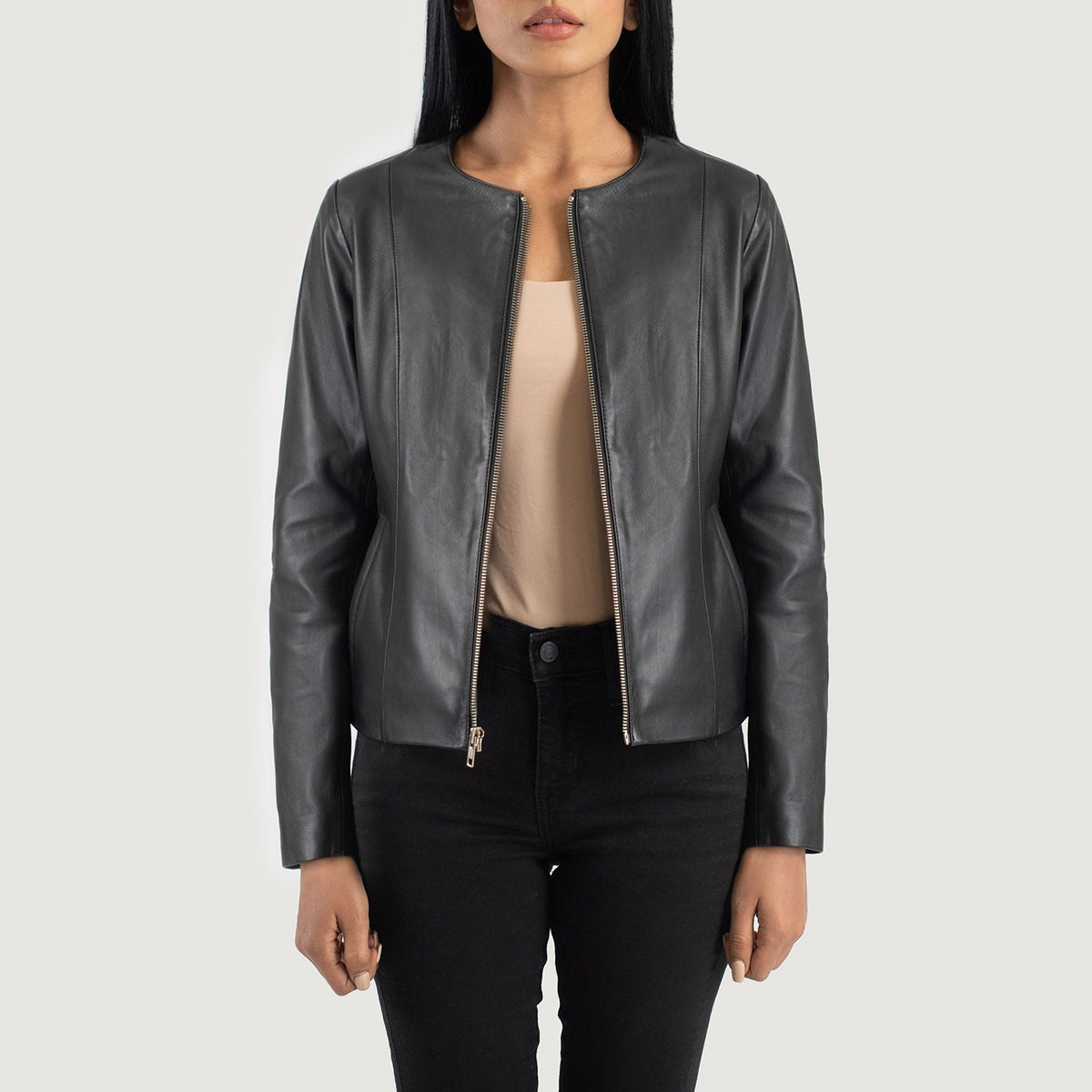 Elixir Collarless Lederjacke für Damen – Zusätzliche Produktansicht 1