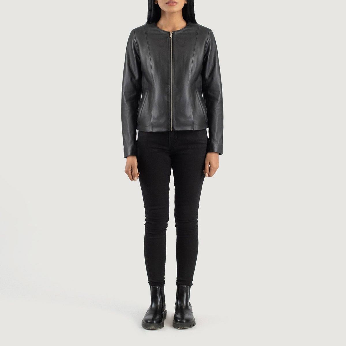 Elixir Collarless Lederjacke für Damen – Zusätzliche Produktansicht 3