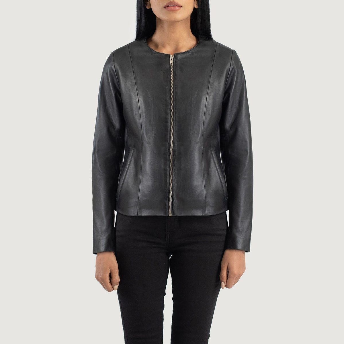 Elixir Collarless Lederjacke für Damen – Zusätzliche Produktansicht 4