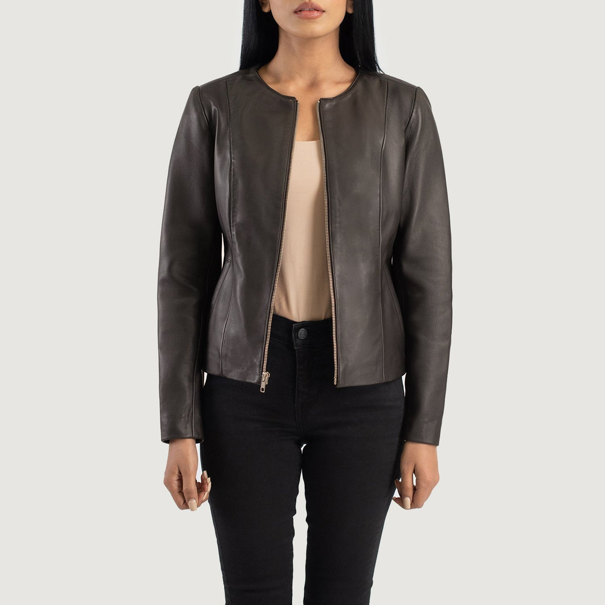 Elixir Collarless Lederjacke für Damen – Zusätzliche Produktansicht 1